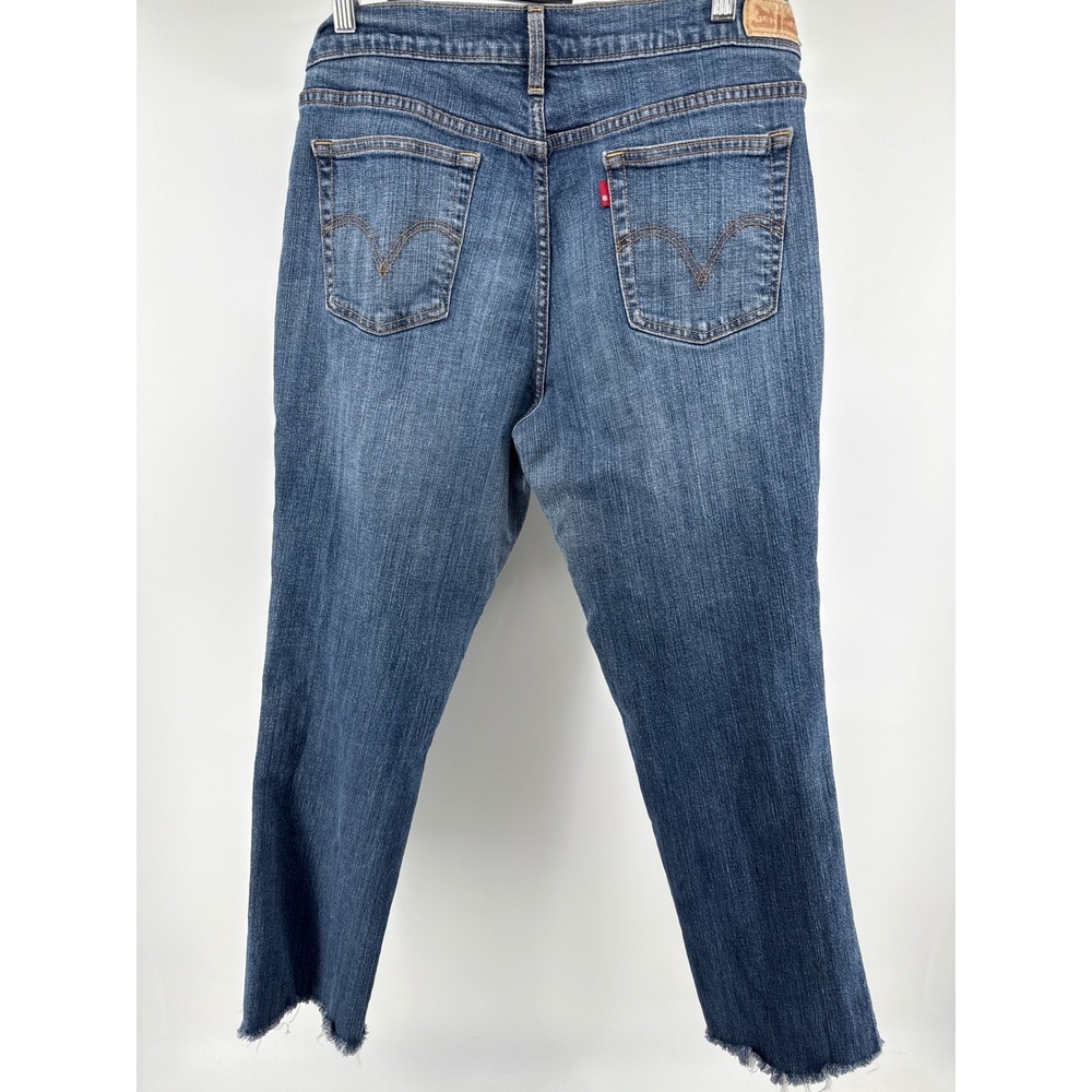 Levi's 505 Straight Leg Jeans Women's Blue Denim Frayed Hem Size W32